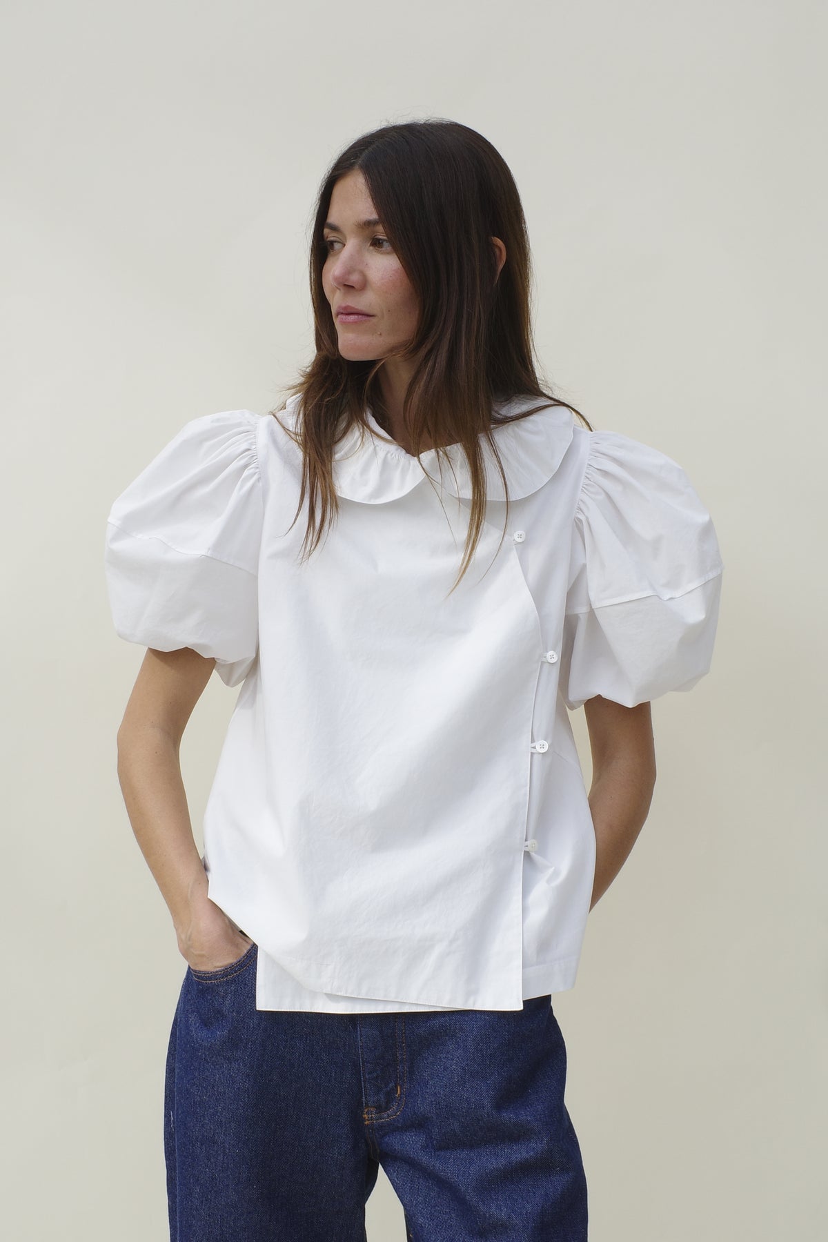 Kenny Blouse - Salt Poplin