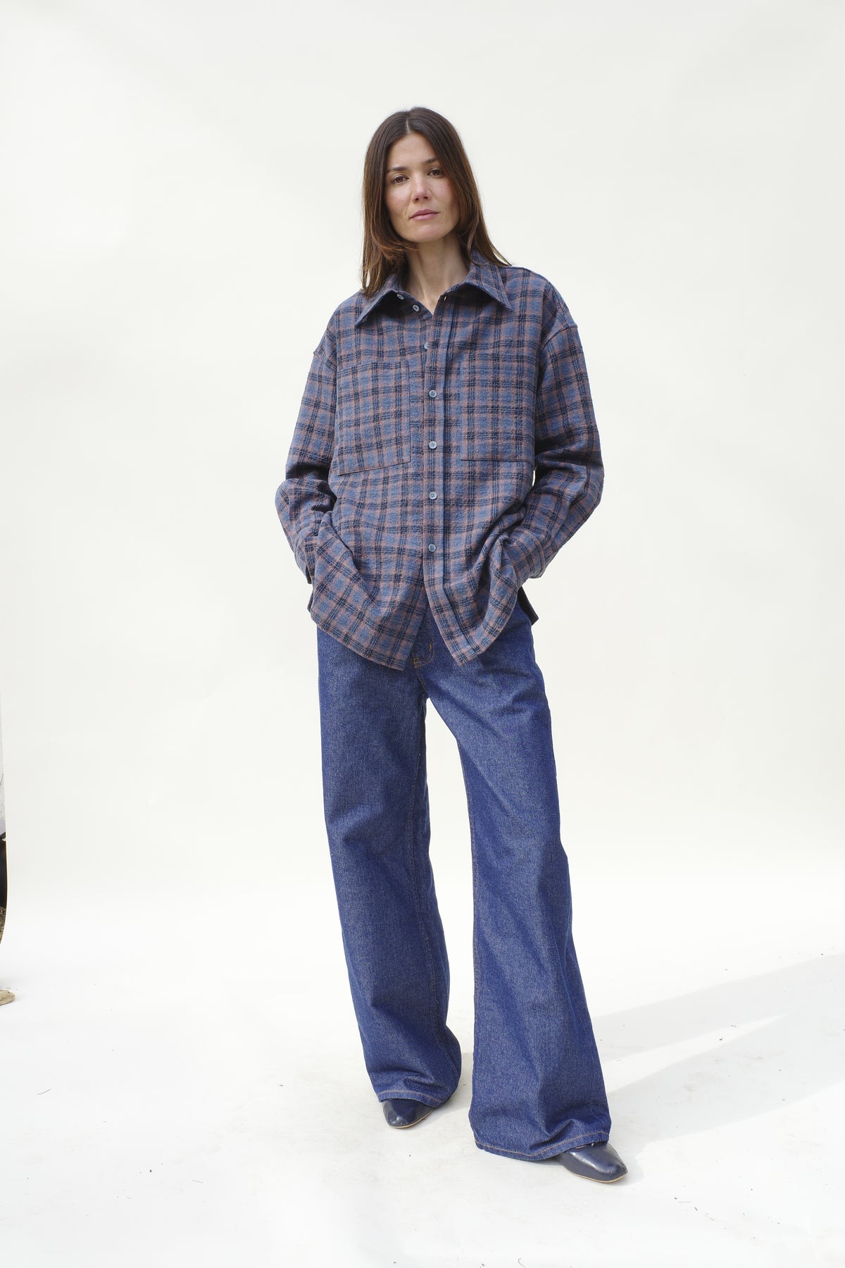 Cordelia Button Down - Lapis Plaid
