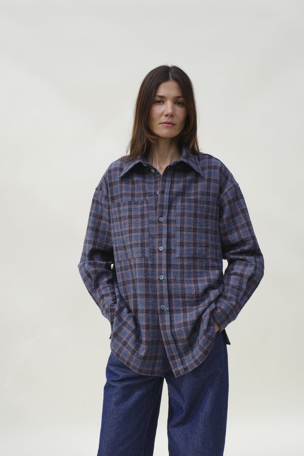 Cordelia Button Down - Lapis Plaid