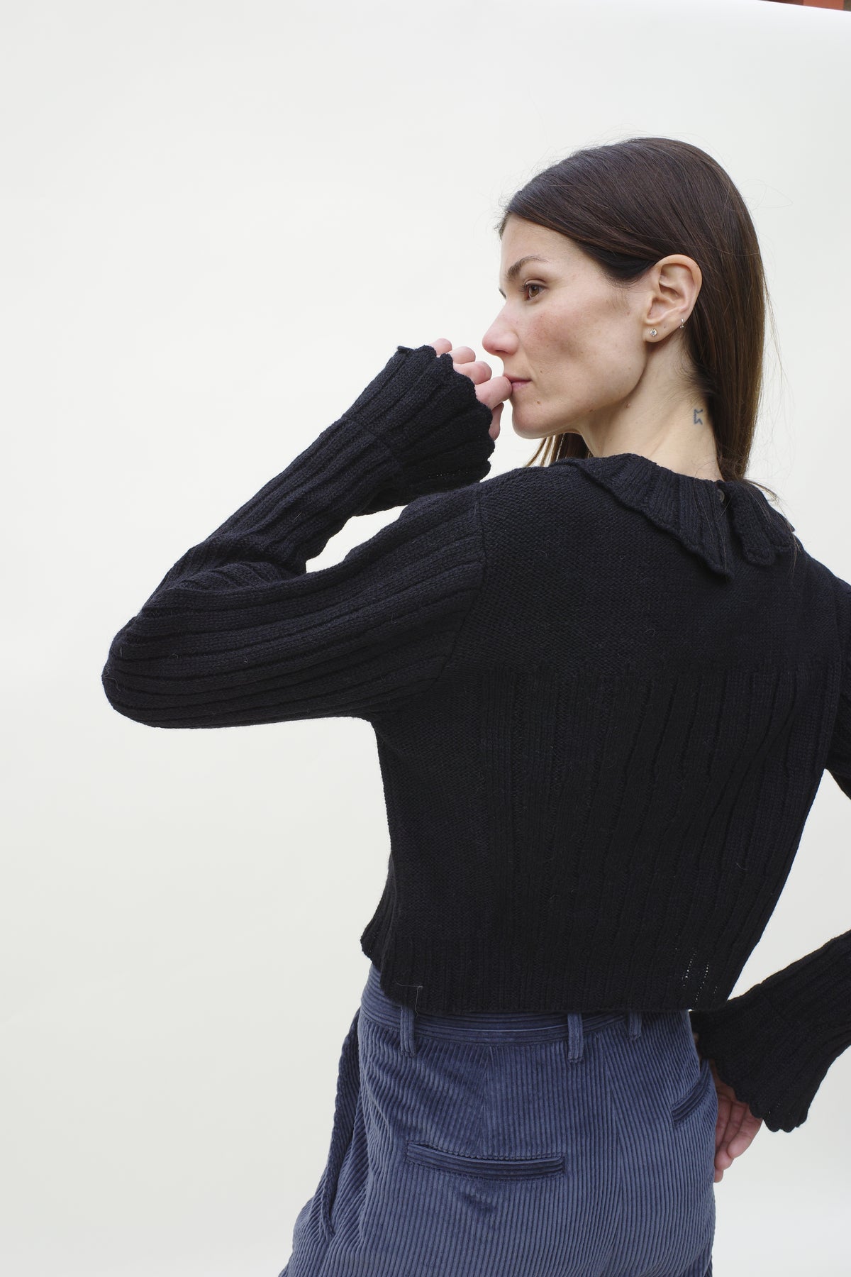 Petal Collar Jumper - Noir