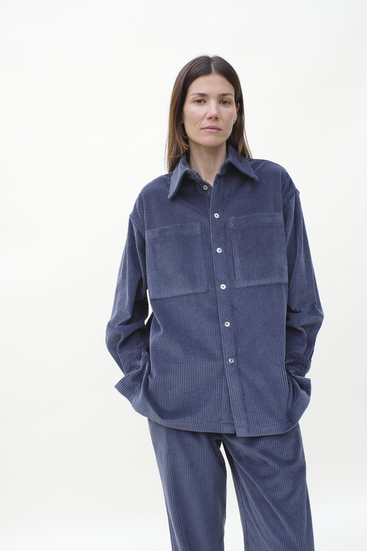 Cordelia Button Down - Slate Blue