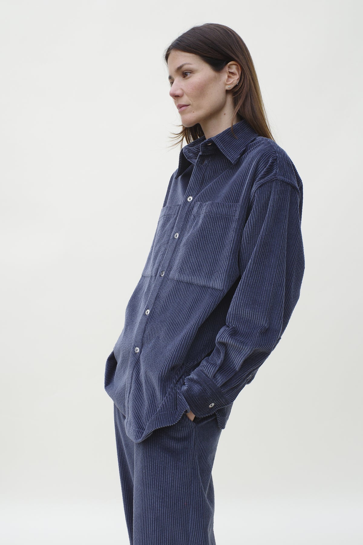 Cordelia Button Down - Slate Blue