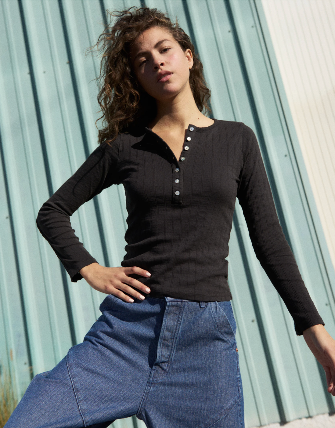 Henley Tee - Pointelle (Second Quality)