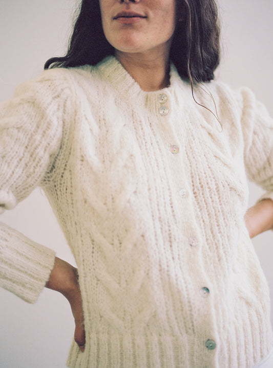 Phoebe Cable Cardigan - Cream