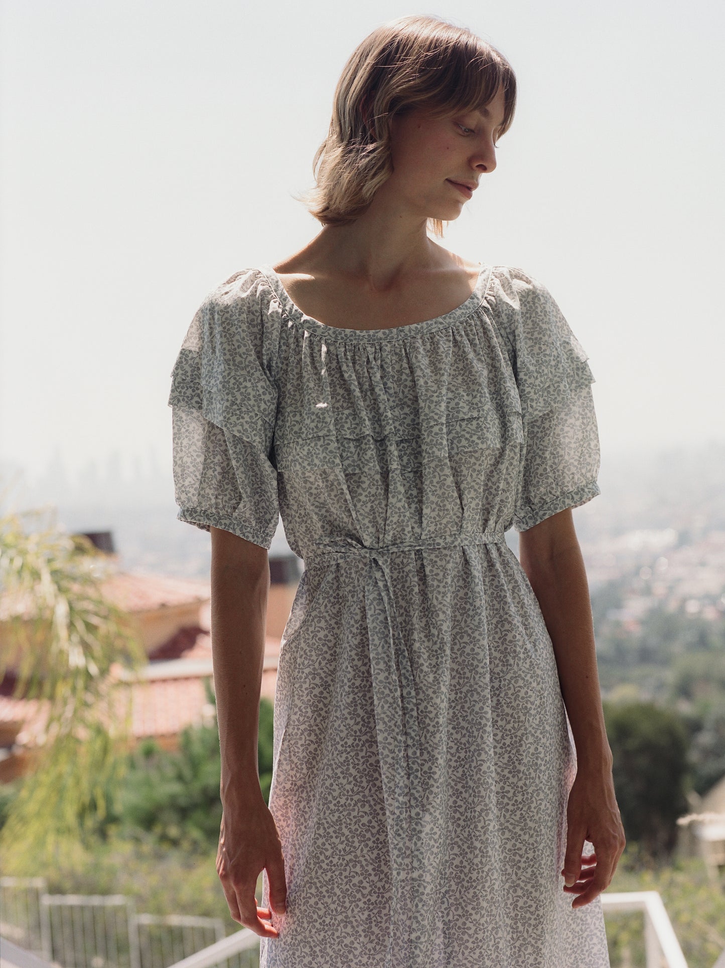 Jo Gather Dress - Lino Floral